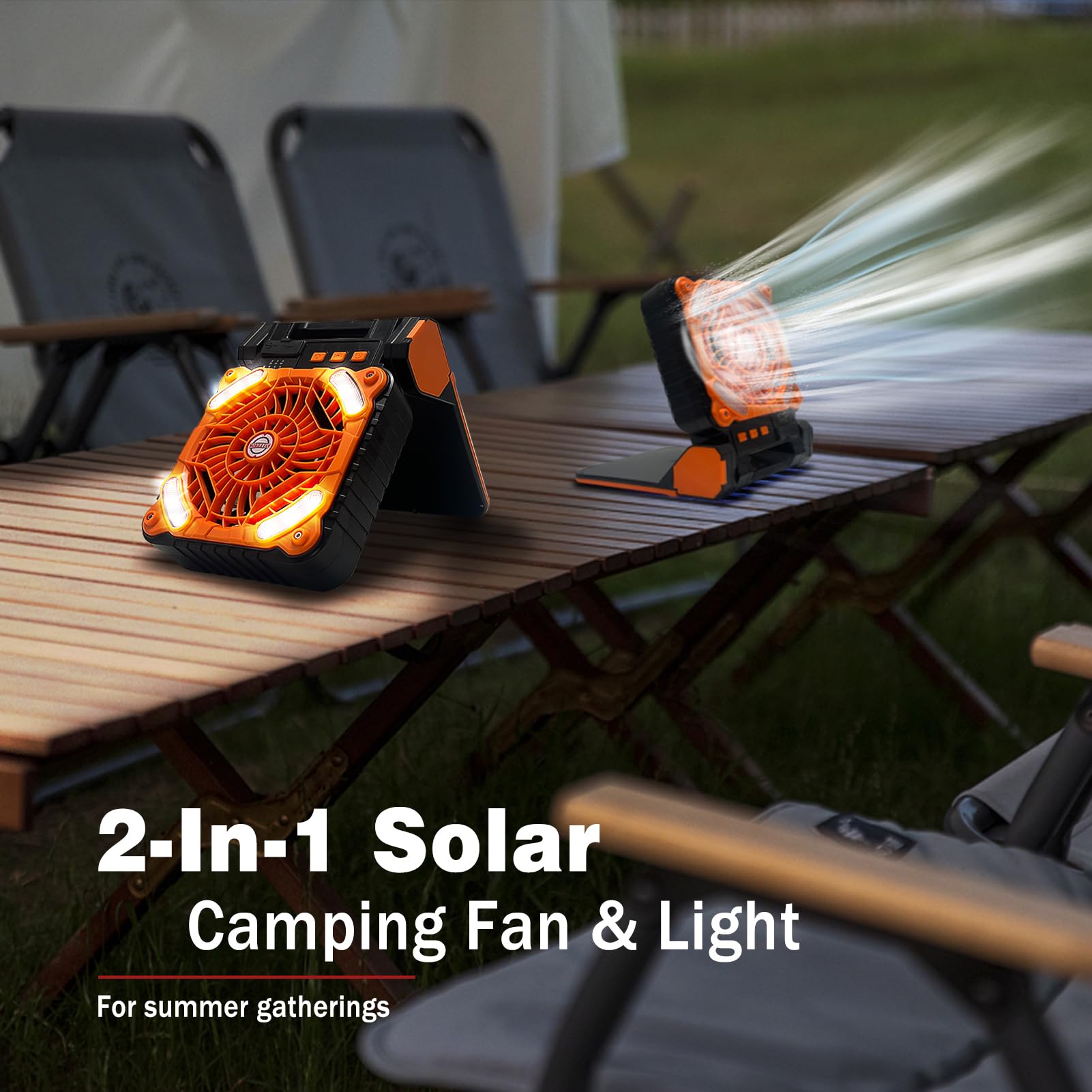 Civikyle Solar Camping Fan with LED Lantern USB Rechargeable Desk Personal Fan Portable Outdoor Light Camping Gear Accessories Essentials Supplies