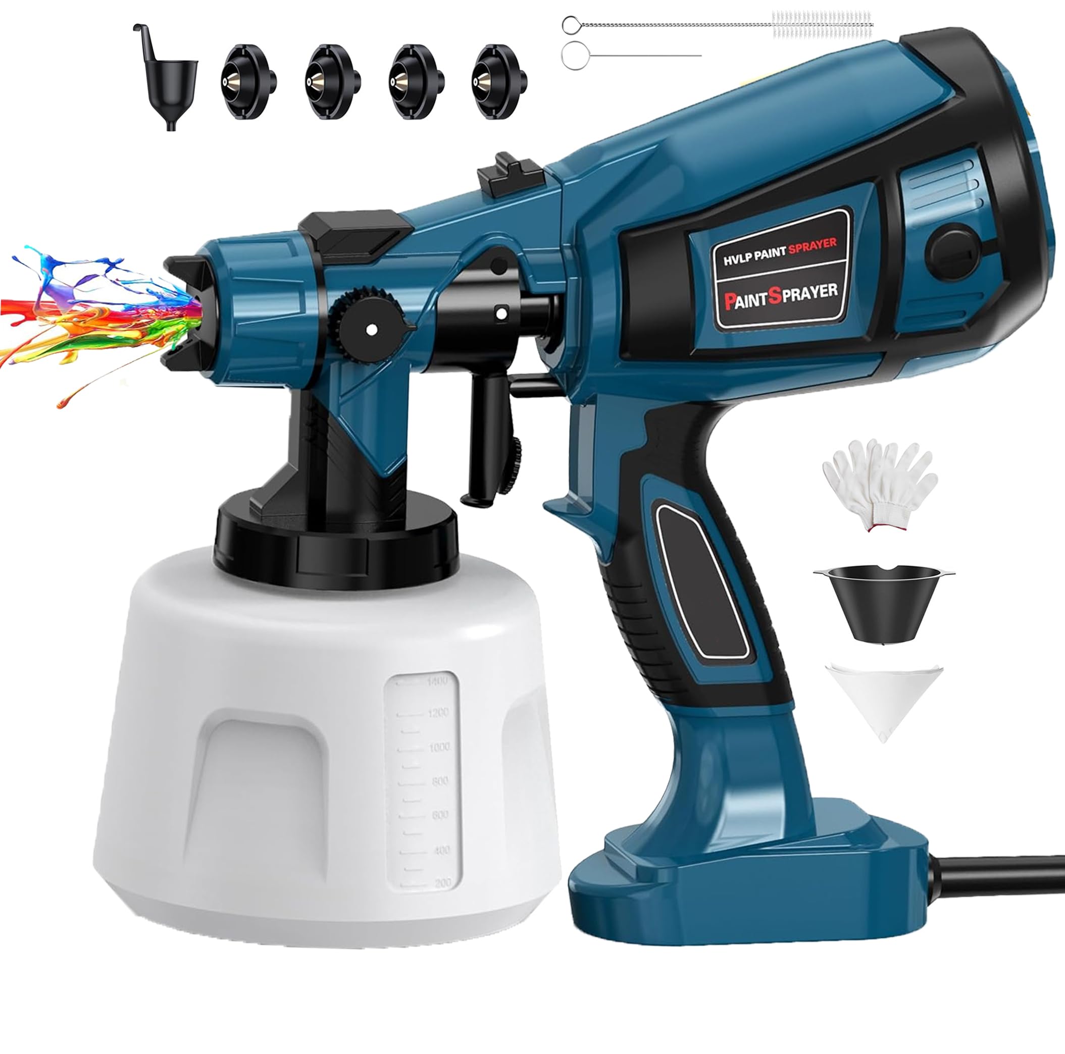 Paint Sprayer Tool 1000W High Power Electric Spray Paint Gun Easy to Clean Paint Sprayers for Home Furniture Cabinets Decks Walls Door Paint Tools Blue