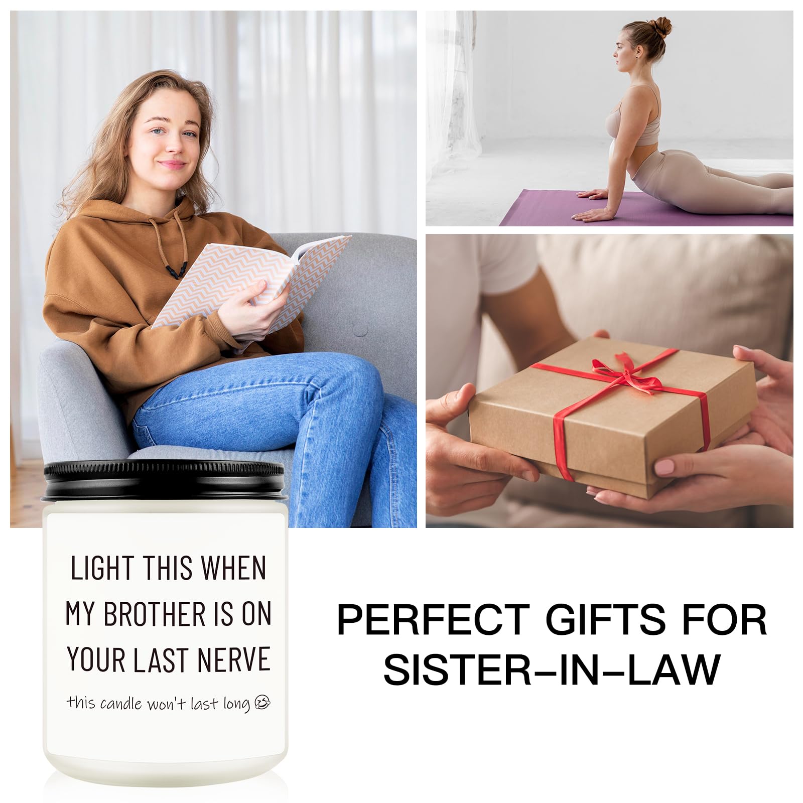 Sister in Law Gifts, Sister-in-Law Funny Birthday Candle Gift for Women - Christmas Mothers Day Future Sister in Law Wedding Presents Ideas Unique Lavender Candle