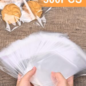 300 Pcs Self Adhesive Cookie Bags, 4x6 Inches Self Sealing Cellophane Bags, Clear Resealable Cellophane Bag for Packaging, Cookies, Gifts, Candy, Food