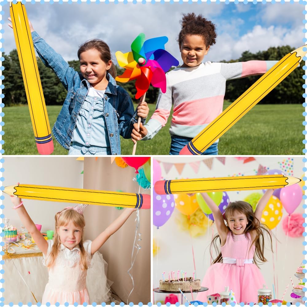 4 Pieces 44 Inch Giant Inflatable Pencils Balloon Back to School Dimensional Pencils Balloon Graduation Party Decoration for Back to School Classroom Garden Room Birthday Party Decorations