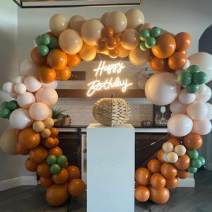 Fall Balloons Garland Arch Kit - Double Stuffed Matte Burnt Orange Cream Peach Apricot Terracotta Latex Balloon Different Sizes 18 12 10 5In Fall Ballon for Baby Shower Party Holiday