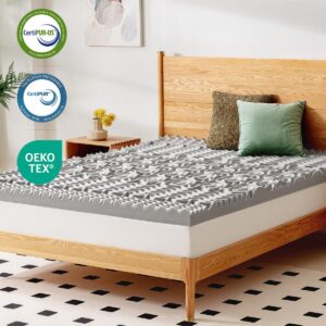 TRIPARK 3 Inch King Mattress Topper for King Size Bed, 5-Zone Bamboo Charcoal Infused Memory Foam Mattress Topper for Back Pain, Pressure Relieving, Ventilated Soft Bed Topper