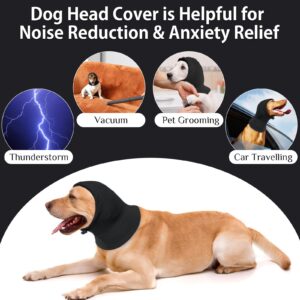 IDOMIK Dog Calming Hoodie,Ear Wraps for Dog to Calm Anxiety,Ears Head Cover for Dogs Noise Protection,Snoods for Dogs Grooming Force Drying Fireworks,Dog Ear Protector,Dog Hematoma Ear Wrap,Grey,L