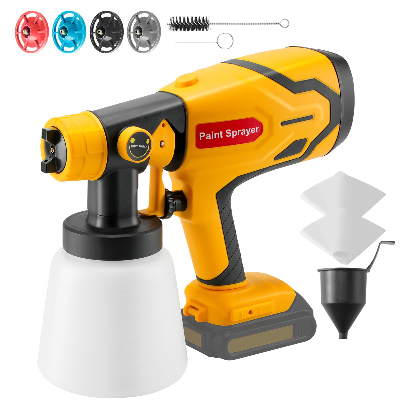 Paint Sprayer for Dewalt 20V MAX Battery, 200W Cordless Paint Sprayer with Brushless Motor and Copper Nozzle, 200W Spray Paint Gun for Home Interior, House Painting(Battery Not Included)