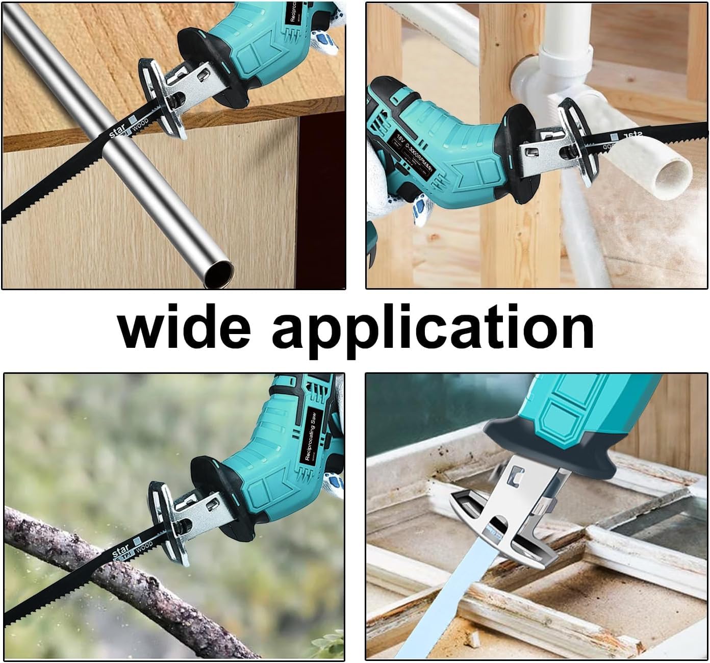 Cordless Brushless Power Reciprocating Saws Tool 0-3000 RPM for Makita 18V LXT BL1850B Battery Compact One-Handed Recipro Saw for Wood/Metal/PVC Cutting（No Battery）