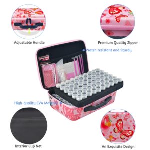 LIRUNQIU Diamond Painting Storage Containers, 120 Slots Diamond Art Accessories and Tools Kits Storage Box(Pink)