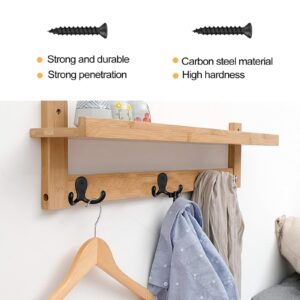 LAIJAUR 10 Pack Coat Hooks Wall Mounted with 20 Screws Black Hooks for Coat, Scarf, Bag, Towel, Key, Cap, Cup, Hat