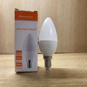 BOMSEUMIC LED Light Bulb C37, Warm White 6500K, Equivalent Candelabra LED Light Bulbs, Replacement Bulb for Chandelier, Candle Lightbulbs, Non-Dimmable, 1 Pack