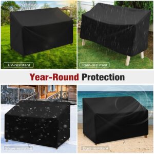 Outdoor Bench Cover for 2-Seater, 600D Patio Bench Furniture Covers with Air Vents, Heavy Duty All Weather Resistant Bench Cover, 53L x 26W x 35H