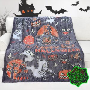 ieoeo witchy halloween blanket glow in the dark blanket for kids women adults pumpkins halloween decorations for bedroom