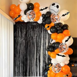 Halloween Orange Black and White Balloons Decorations, 50pcs 12 Inch Black Orange Confetti Latex Balloons for Baby Shower Birthday Anniversary Graduation Party Supplies