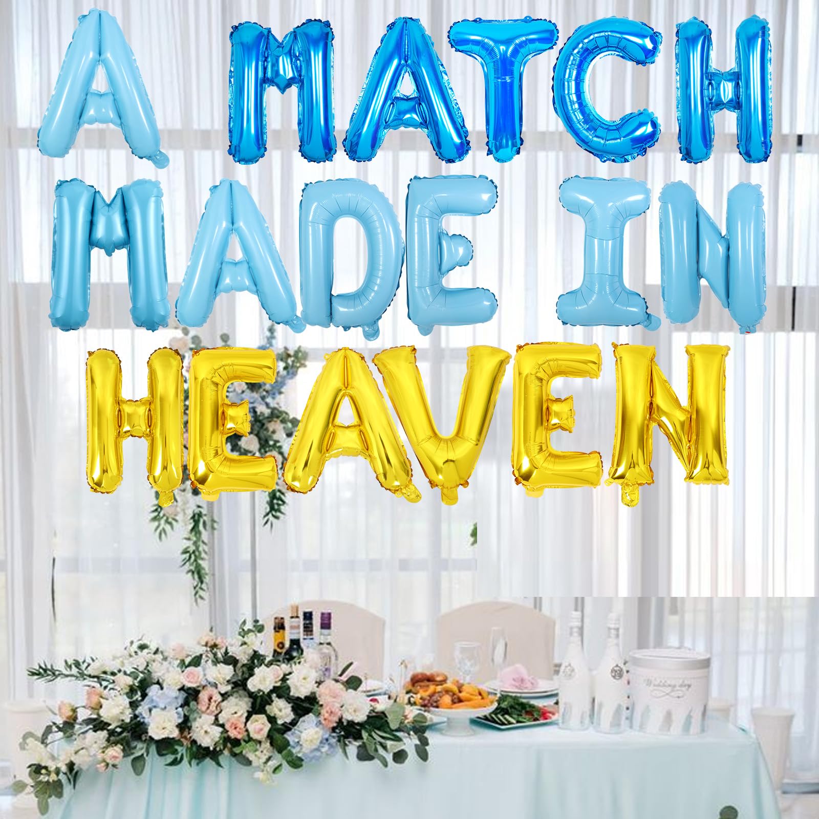 Wonmelody Match Made in Heaven Party Decorations with A Match Made in Heaven Balloon Banner Diamond Balloon Heaven Perfect Match Bachelorette Wedding Party Decor for Engagement Party Bridal Shower