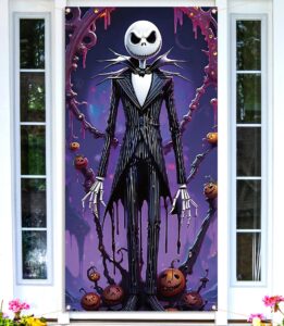 the nightmare before christmas door cover halloween jack skellington birthday party front door porch banner photography decoration