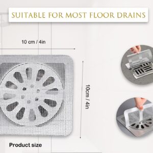 30PCS Pack 4" X 4" Disposable Shower Drain Hair Catcher, Floor Drain Sticker, Bathroom,Bathtub,Sink, Kitchen,Drain Mesh Cover,Drain Mesh Strainer