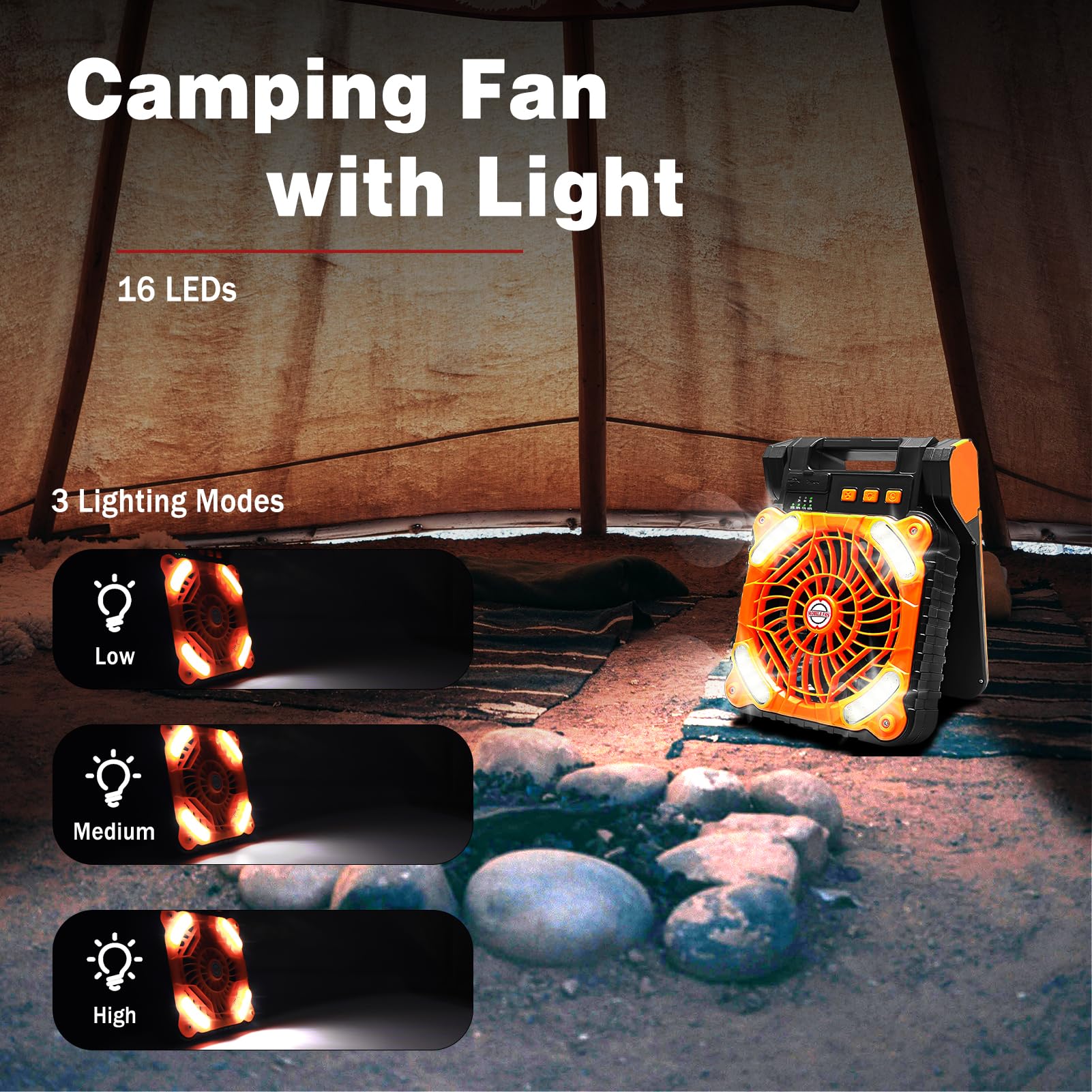 Civikyle Solar Camping Fan with LED Lantern USB Rechargeable Desk Personal Fan Portable Outdoor Light Camping Gear Accessories Essentials Supplies