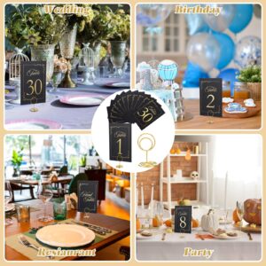 Ubamdom 31 Pack Table Number Holders, 31 PCS Gold & Black Table Number Cards with 31 Table Number Holders, 2 Inch Wedding Table Number Stands, Suitable for Restaurants, Banquets, Parties, Anniversary