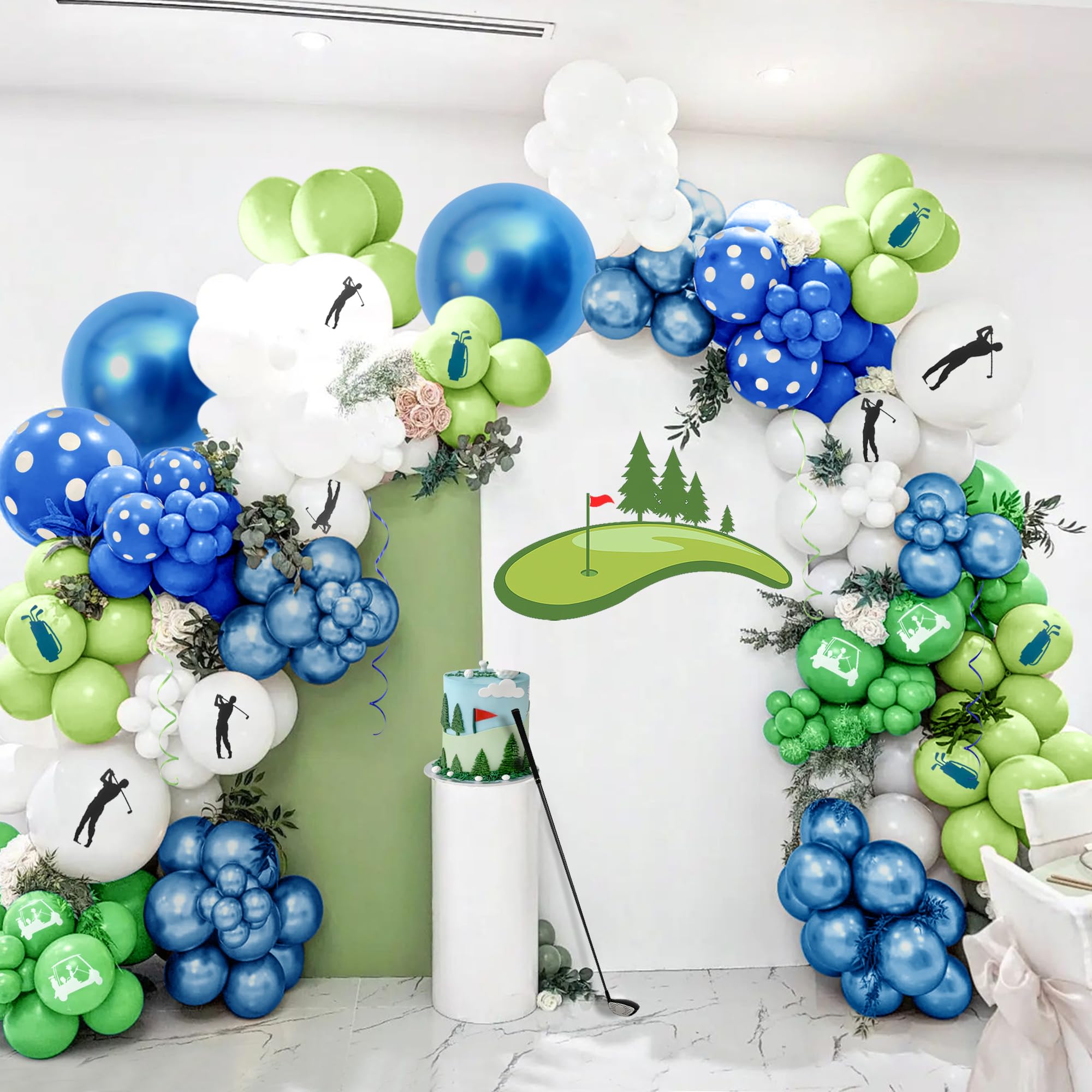 168PCS Golf Balloon Garland Arch Kit Blue and Green Balloon for Golf Theme Party Decorations Boys Girls Birthday Baby Shower Supplies