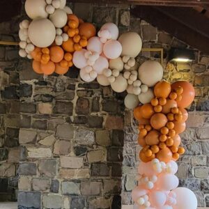 Fall Balloons Garland Arch Kit - Double Stuffed Matte Burnt Orange Cream Peach Apricot Terracotta Latex Balloon Different Sizes 18 12 10 5In Fall Ballon for Baby Shower Party Holiday