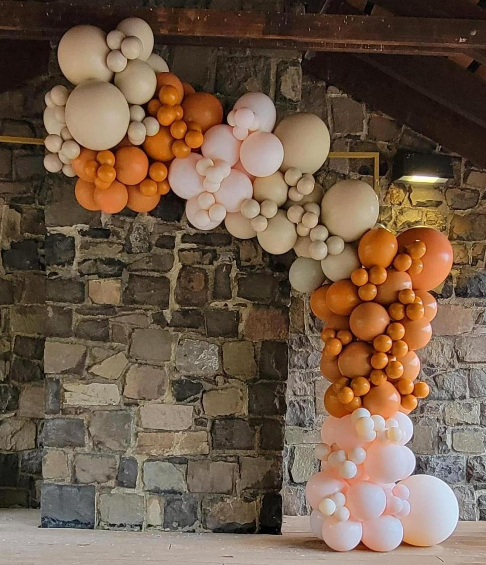 Fall Balloons Garland Arch Kit - Double Stuffed Matte Burnt Orange Cream Peach Apricot Terracotta Latex Balloon Different Sizes 18 12 10 5In Fall Ballon for Baby Shower Party Holiday