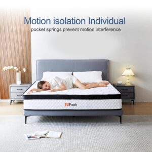 Full Size Mattress, 10 Inch Memory Foam Hybrid Mattress in a Box with Individual Pocket Spring for Motion Isolation & Silent Sleep & Strong Edge Support & Pressure Relief, CertiPUR-US,100 Nights Trial