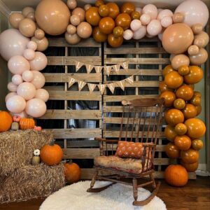 Fall Balloons Garland Arch Kit - Double Stuffed Matte Burnt Orange Cream Peach Apricot Terracotta Latex Balloon Different Sizes 18 12 10 5In Fall Ballon for Baby Shower Party Holiday