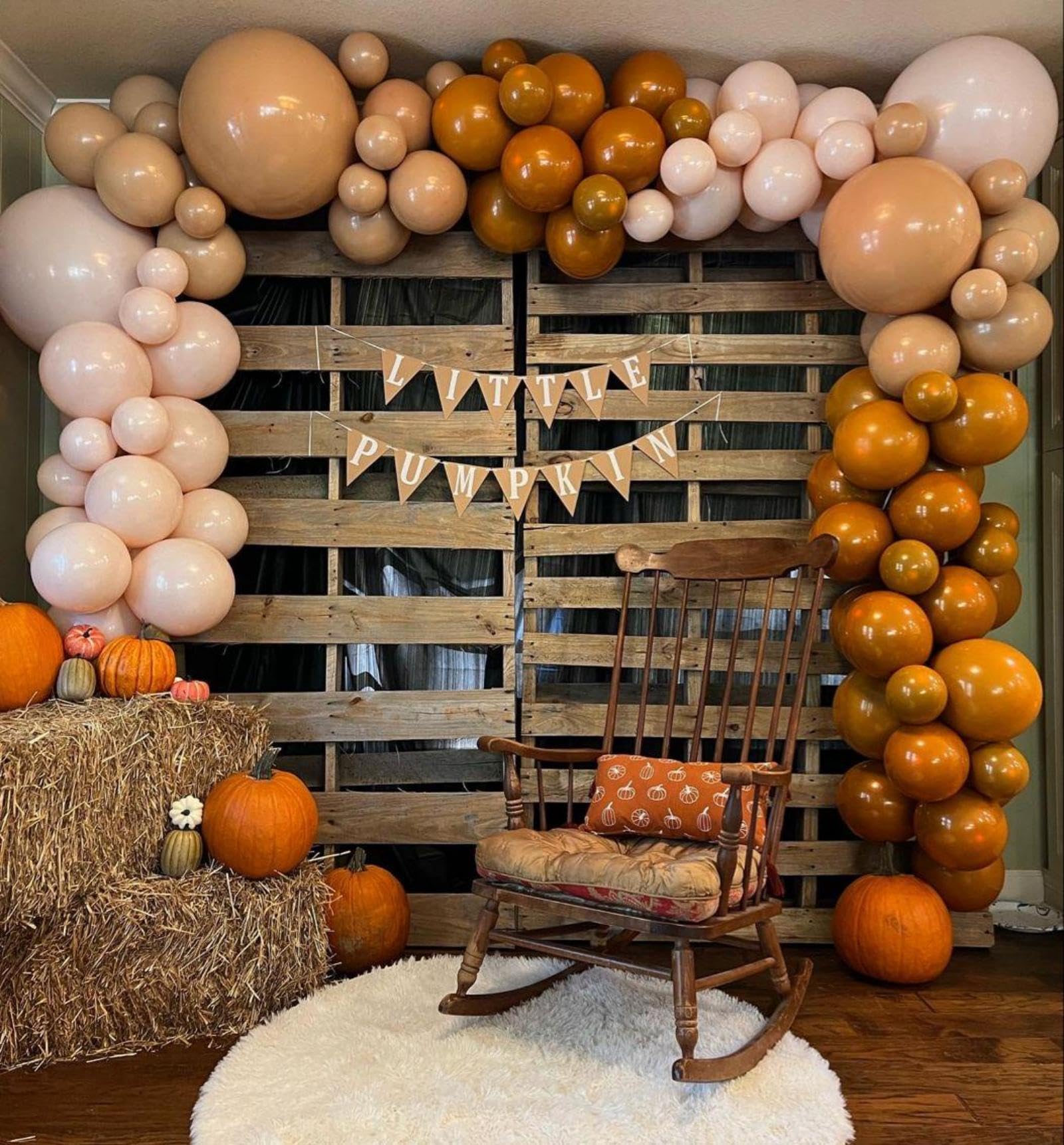 Fall Balloons Garland Arch Kit - Double Stuffed Matte Burnt Orange Cream Peach Apricot Terracotta Latex Balloon Different Sizes 18 12 10 5In Fall Ballon for Baby Shower Party Holiday