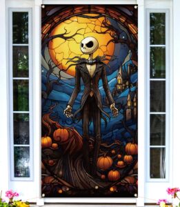 the nightmare before christmas door cover jack skellington halloween front door porch banner photography decoration