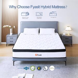 Fyaslt Queen Size Mattress, 10 Inch Memory Foam Hybrid Mattress in a Box with Individual Pocket Spring for Motion Isolation & Strong Edge Support & Pressure Relief, CertiPUR-US,100 Nights Trial