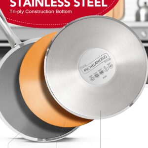 MICHELANGELO Stainless Steel Sauce Pan Set - 1, 2, 3 Qt Saucepans with Lids, Small Stainless Steel Pots for Cooking, Induction Compatible, Dishwasher & Oven Safe