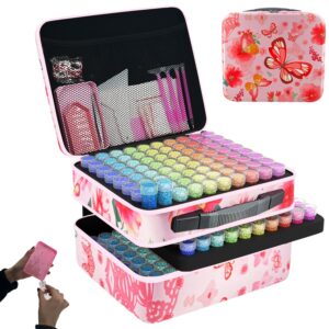 lirunqiu diamond painting storage containers, 240 slots diamond art accessories and tools kits storage box(pink)