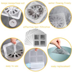 Disposable Hair Drain Stickers,30Pcs Floor Drain Sticker,Sewer Filter Screen,Filter Patches,Shower Drain Hair Catcher,Shower Drain Mesh Stickers for Bathroom/Laundry/Bathtub/Kitchen