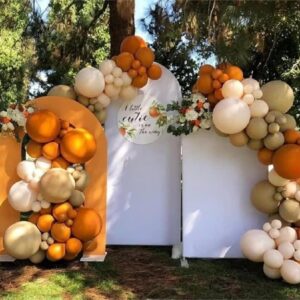 Fall Balloons Garland Arch Kit - Double Stuffed Matte Burnt Orange Cream Peach Apricot Terracotta Latex Balloon Different Sizes 18 12 10 5In Fall Ballon for Baby Shower Party Holiday