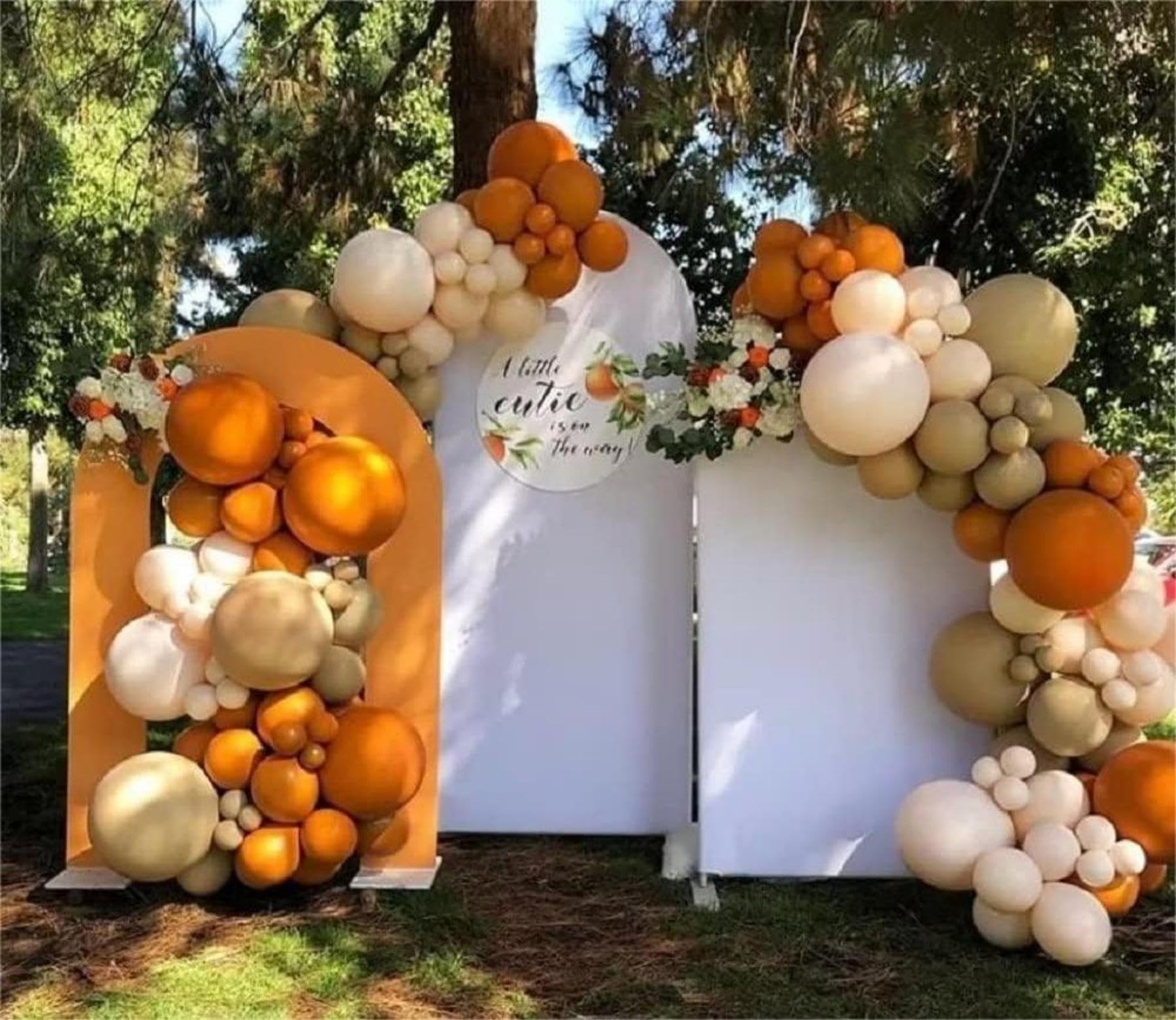 Fall Balloons Garland Arch Kit - Double Stuffed Matte Burnt Orange Cream Peach Apricot Terracotta Latex Balloon Different Sizes 18 12 10 5In Fall Ballon for Baby Shower Party Holiday