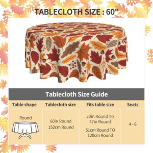 KIYIYZER Fall Maple Leaf Round Tablecloth 60 Inch, Autumn Decoration Tablecover Anti-Wrinkle Waterproof Wipeable Table Cover for Thanksgiving Party Kitchen/Home Dining Decor