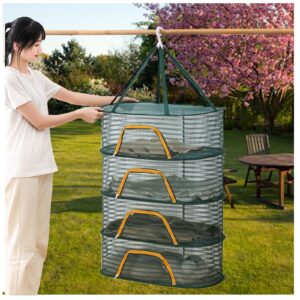 szgwtk drying rack 4 layers folding fish mesh, suitable for herbs, plants, flowers, vegetables, spices, fish food, green herb drying rack breathable mesh drying rack, clothes drying rack (green)