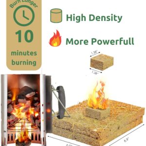 KAMVIVA Fire Starter for Fireplace, Made from Rice Straw, Burn Up to 10 Minutes, 100 Squares Natural Firestarter for Charcoal, Chimney, Pellet, Fatwood, BBQ Grill, Camping, Wood Stove, Tumbleweed