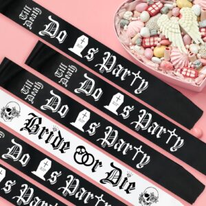 7 Pcs Bride or Die Bachelorette Party Decorations, White Bride or Die Sash and Black Till Death Do Us Party Sashes for Hen Party Bridal Shower Wedding Engagement Halloween Bachelorette Supplies