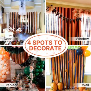 PartyWoo Crepe Paper Streamers 4 Rolls 328ft, Pack of Crepe Paper Black and Orange Party Streamers, Crepe Paper for Birthday Decorations, Party Decorations, Halloween Decorations (1.8 In x 82 Ft/Roll)