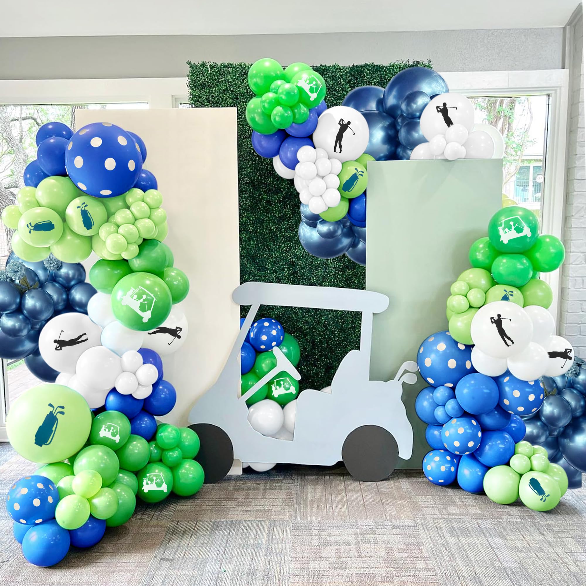 168PCS Golf Balloon Garland Arch Kit Blue and Green Balloon for Golf Theme Party Decorations Boys Girls Birthday Baby Shower Supplies