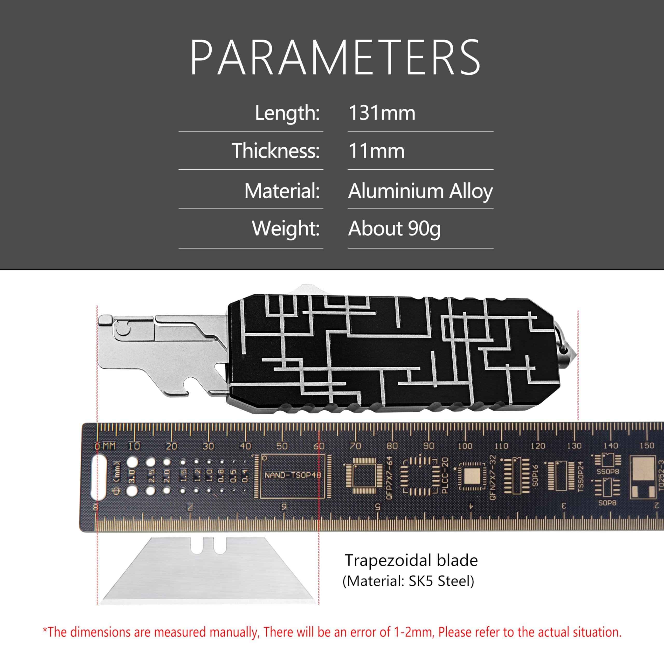 WARHERO Aluminum Alloy Utility Knife with Clip Multifunctional EDC Box Cutter Outdoor Pocket Knife 10pcs Carbon Steel Blades