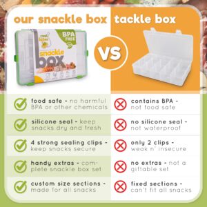 Reel Bites Snackle Box Container for Travel Snack Container - Snackel Box Snack Box Container Snack Tray with Lid Snack Tackle Box for Snacks - Snacklebox Snackle Box Charcuterie Container (Large)