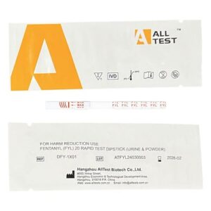 ALLTEST Fentanyl Test Strips - 5 Test Strips Per Pack - #1 Global Selling Fentanyl Test Strips for Powder or Liquid - Harm Reduction Tool, Overdose Prevention, 1 Minute Results, 20ng/mL Cut-Off