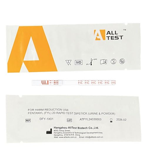 ALLTEST Fentanyl Test Strips - 5 Test Strips Per Pack - #1 Global Selling Fentanyl Test Strips for Powder or Liquid - Harm Reduction Tool, Overdose Prevention, 1 Minute Results, 20ng/mL Cut-Off