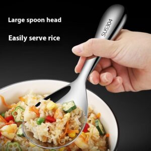 Thickened Stainless Steel Non-Stick Rice Spoon, Rice Cooker Spoon Paddle,Non Stick Heat Resistant Kitchen Works For Rice,Mashed Potato (2)