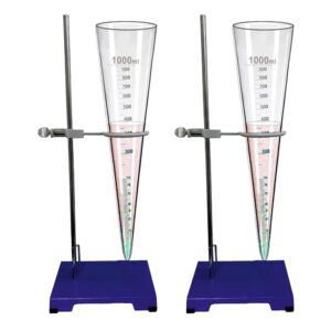 manikarn 1000 ml imhoff cone with stand (set of 2 piece) for sedimentation & biofloc test for fish farming, research and educational purpose