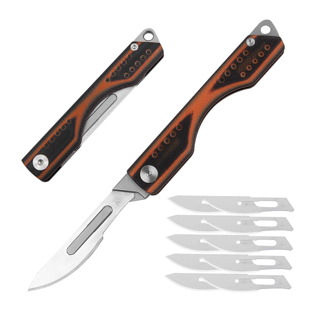 WARHERO G10 Mini Pocket Knife Utility EDC Outdoor knife Scalpel 10pcs #24 Carbon Steel Blades