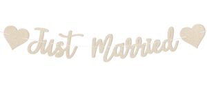 just married banner - no diy - wedding party decorations, just married sign, wedding bridal shower party decorations champagne gold glitter