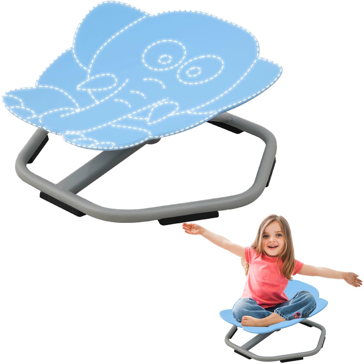 BaiYouMei Kids Sensory Chair for Autism Sensory Products - Kids Swivel Chair Spinning Chair for Autistic Kids Sit and Spin Toy, Training Body Coordination Elephant (Blue)