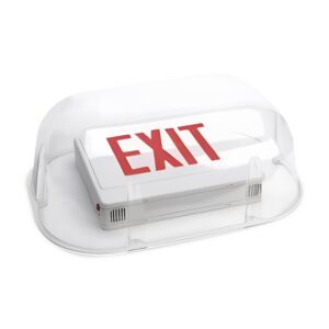 kastlite clear polycarbonate emergency exit sign cage - protective non wire guard cover for lighted signs - wall & ceiling light damage stopper - outdoor business & home lighting protector (clear, bg-1 22" x 15")